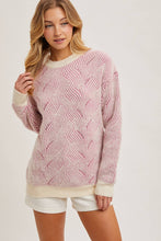 Load image into Gallery viewer, model wearing pink and ivory sweater