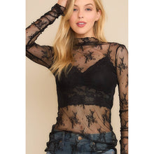 Load image into Gallery viewer, Mesh Lace High Neck Top