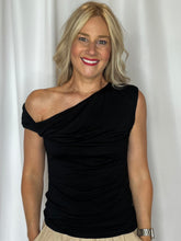 Load image into Gallery viewer, blonde girl wearing black top