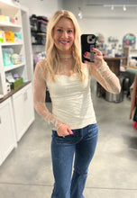 Load image into Gallery viewer, blonde wearing ivory lace top