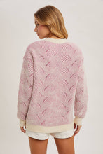 Load image into Gallery viewer, model wearing pink and ivory sweater