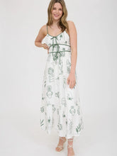 Load image into Gallery viewer, Woman wearing white dress with green straps