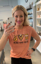Load image into Gallery viewer, Peace Love Coffee Leopard Graphic Tee