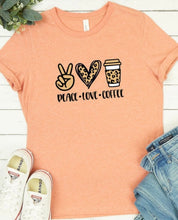 Load image into Gallery viewer, Peace Love Coffee Leopard Graphic Tee