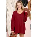 Load image into Gallery viewer, V Neck Loose Fit Tunic Length Soft Sweater Top