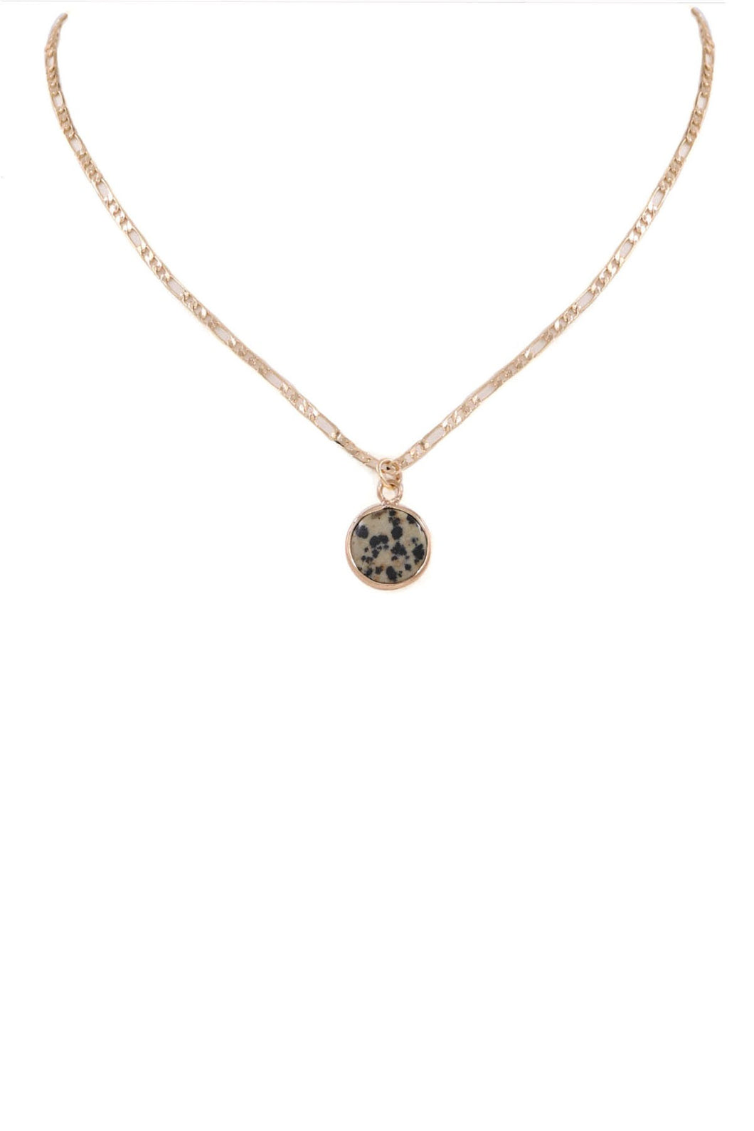 Brass Metal Stone Pendant Necklace