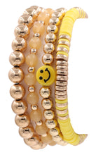 Load image into Gallery viewer, Metal Smiley Bead Stretch Bracelet Set
