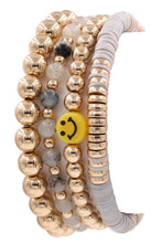 Load image into Gallery viewer, Metal Smiley Bead Stretch Bracelet Set
