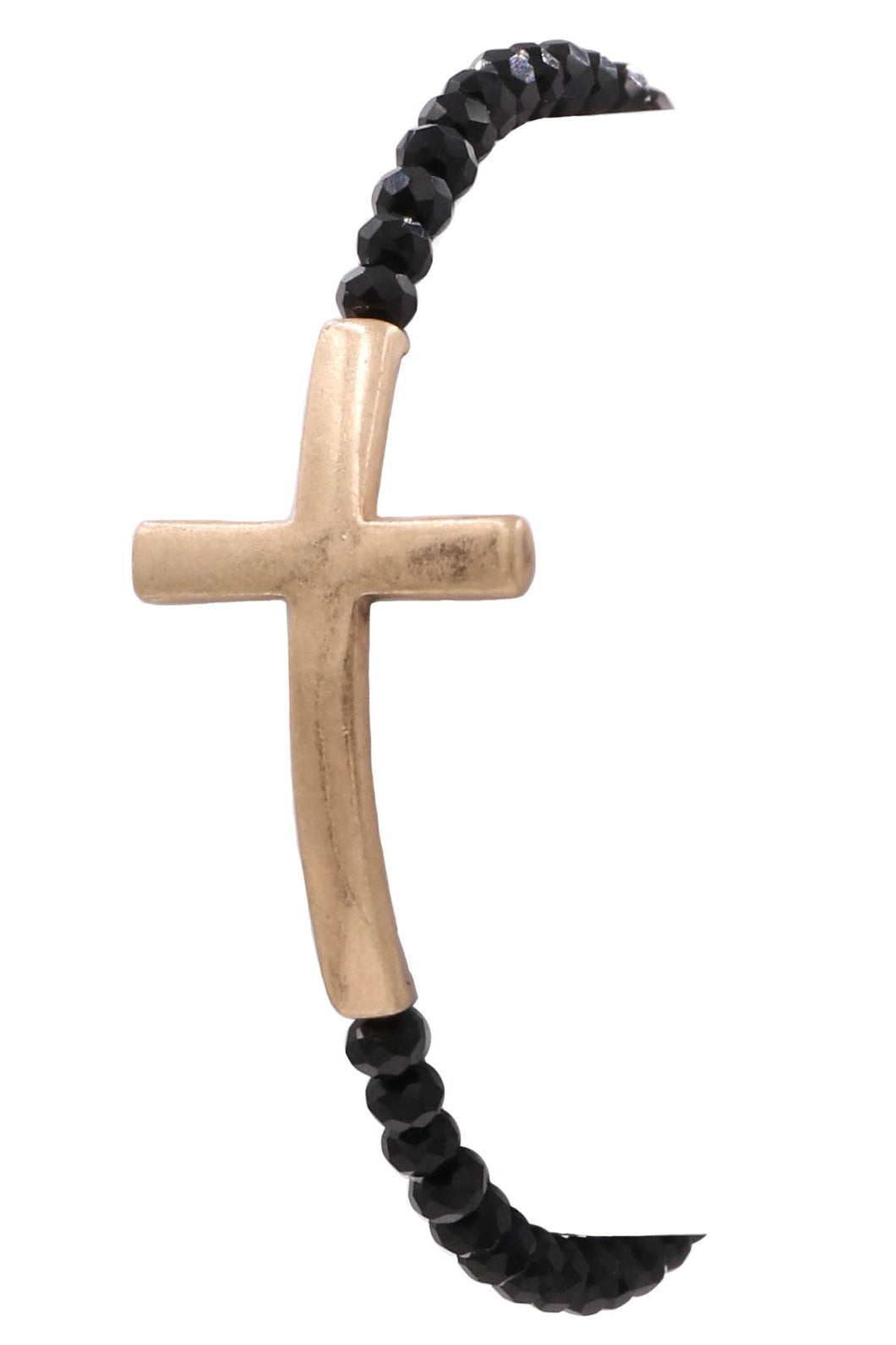 Faceted Bead Cross Strech Bracelet