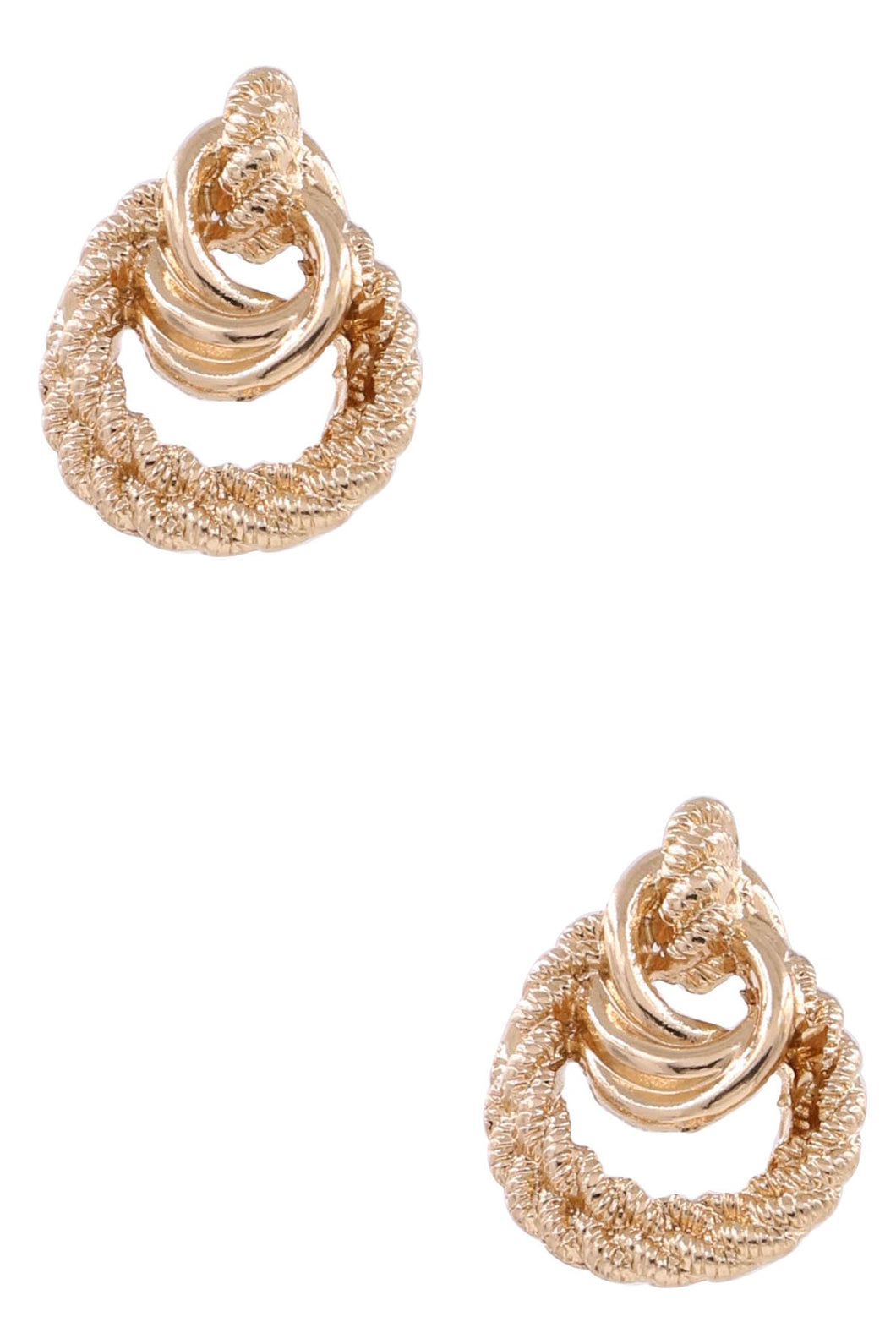 Gold Metal Braided Layered Earrings