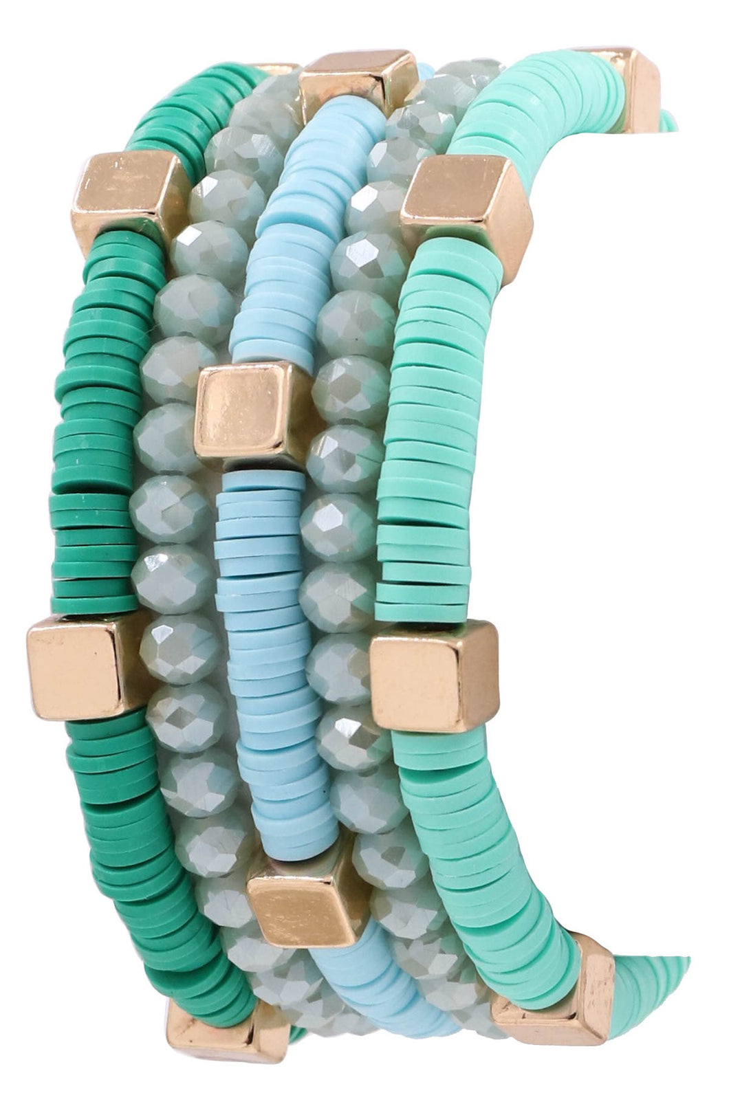 Faceted Bead Rubber Bead Bracelet Set