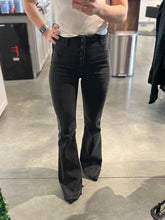 Load image into Gallery viewer, High Rise Black Flare Jean with Seam Details
