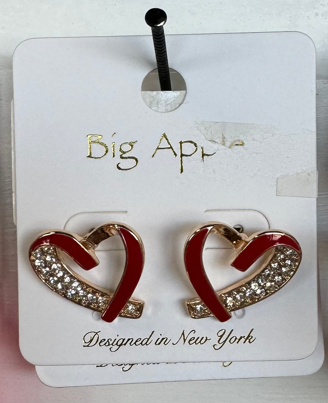 Red & Diamond Heart Earrings