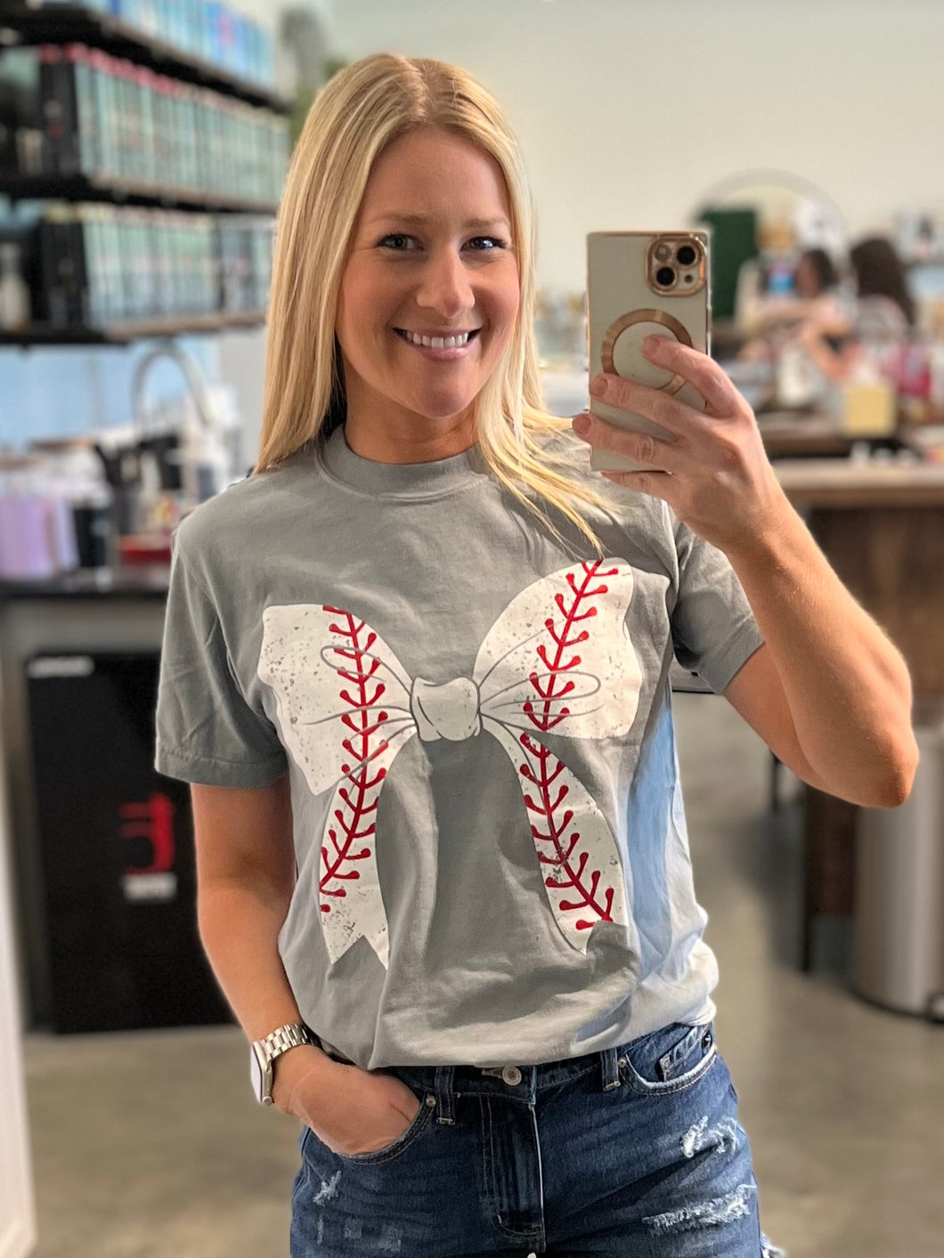 Baseball Bow Graphic T-Shirt