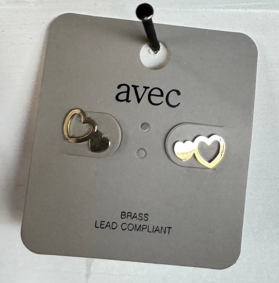 Brass metal heart earrings