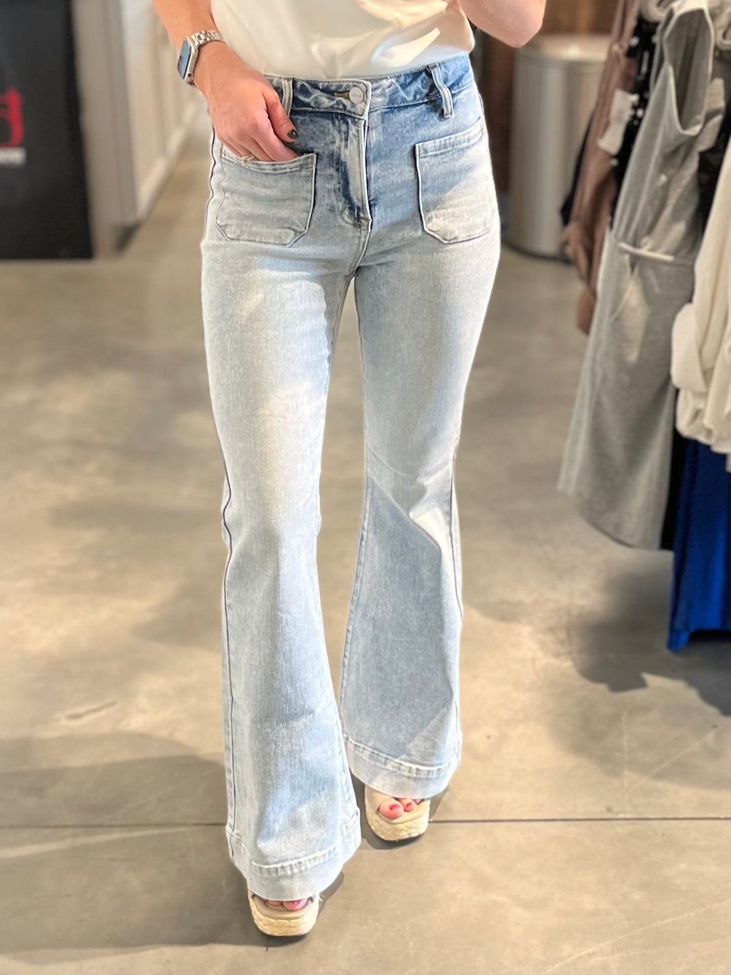 Front pocket Denim Bell Bottom Pants