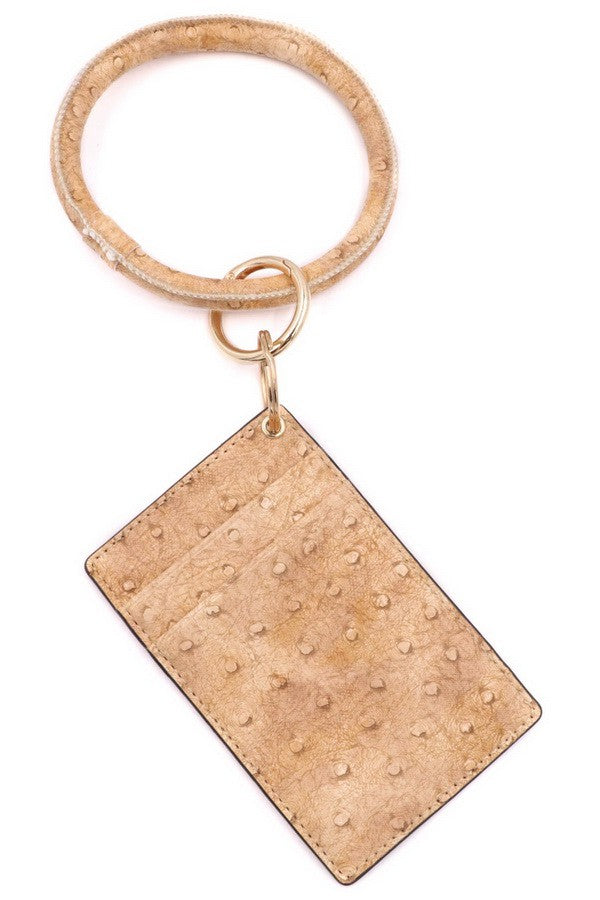 Faux Leather Card Holder Key Chain Bracelet Ring