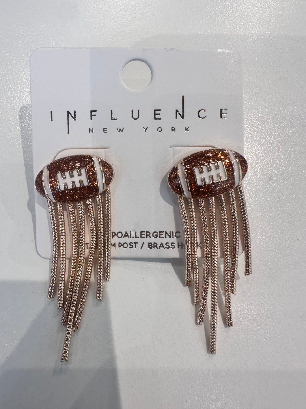 Football Gold Tassle Earrings