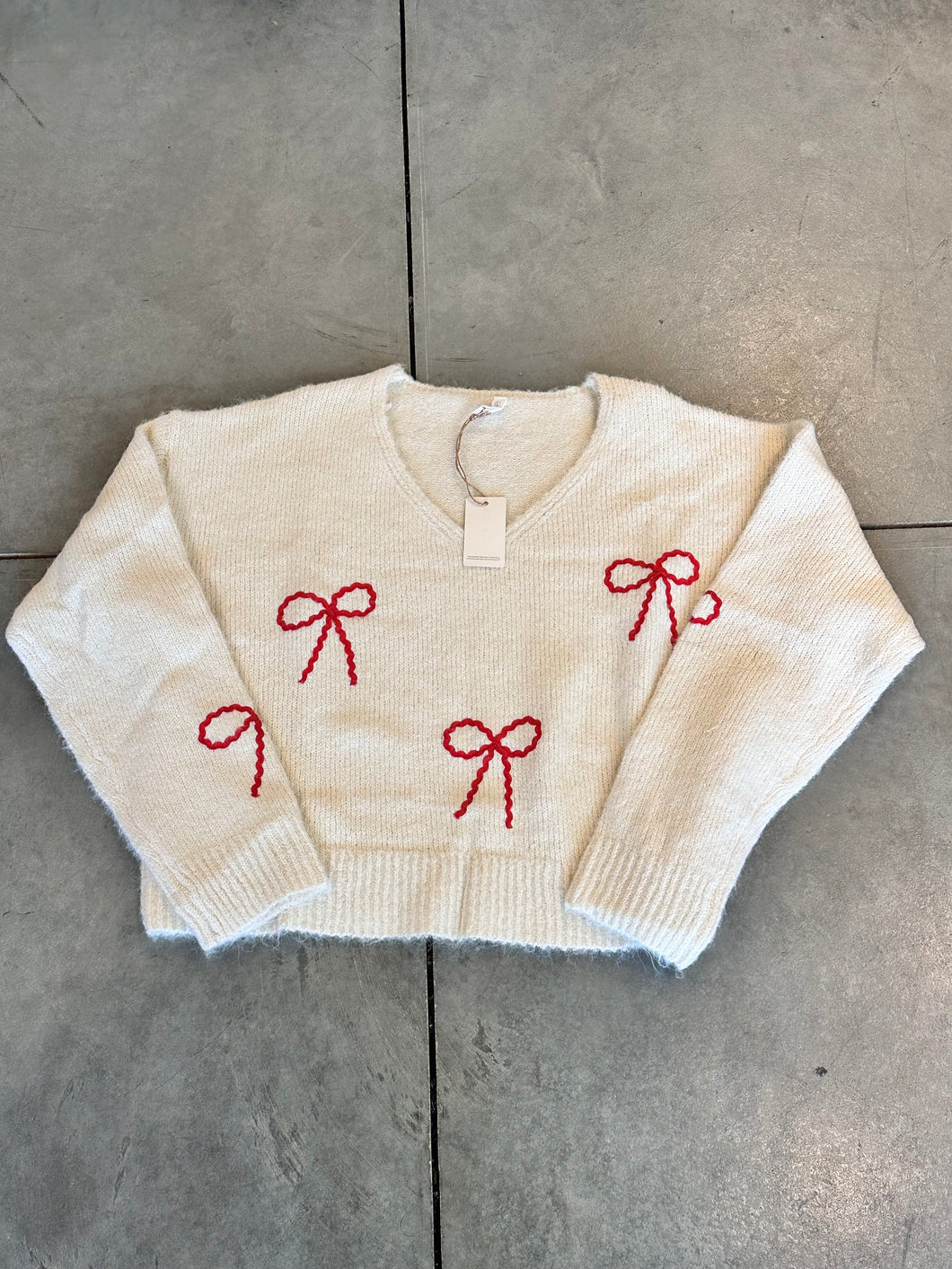 Bow Drop Shoulder Sweater
