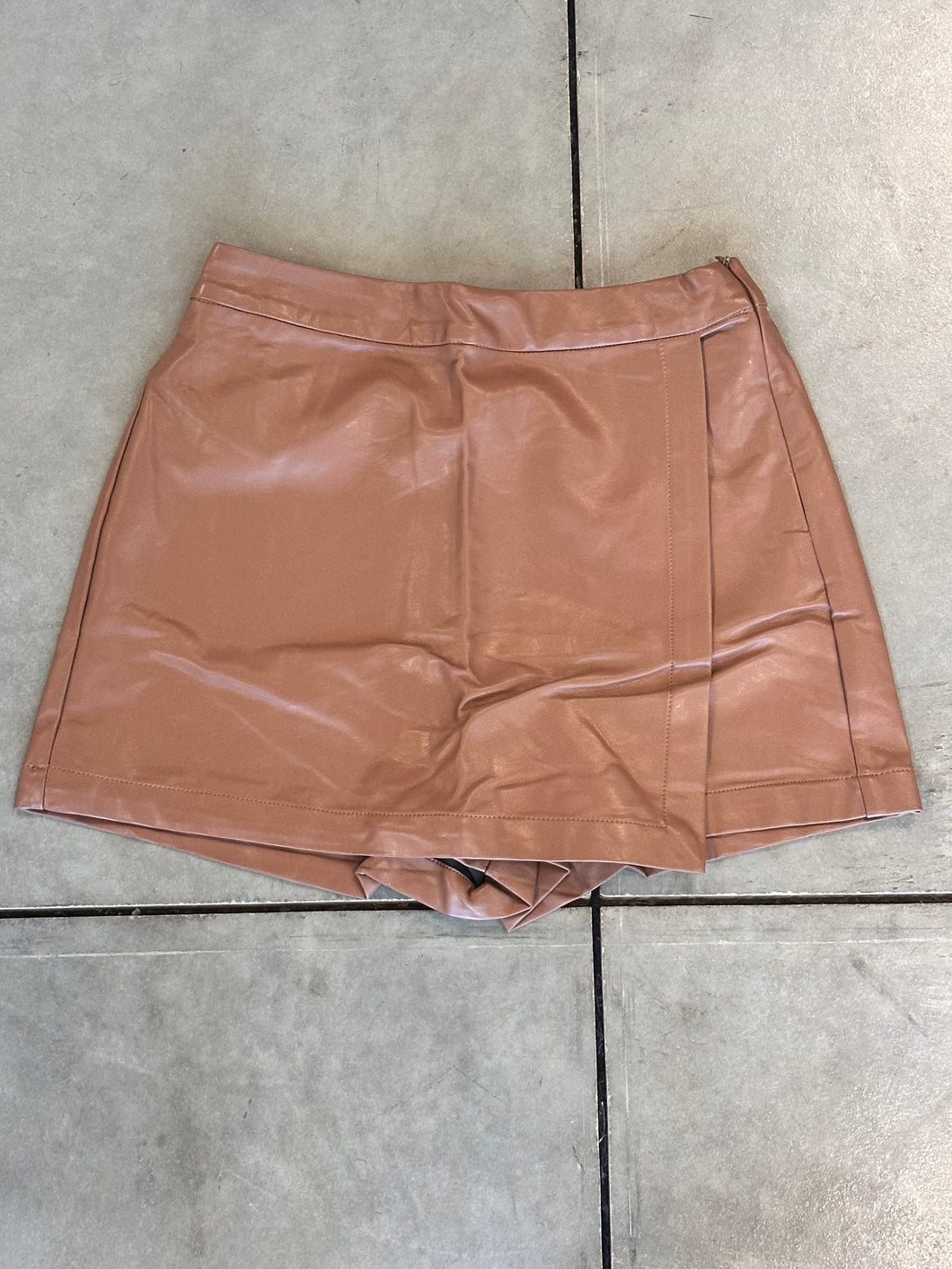 Faux Leather Chocolate Skort