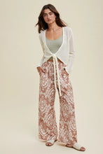 Load image into Gallery viewer, girl wearing pants and tie front cardigan

