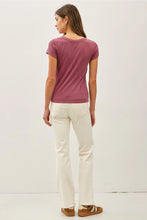 Load image into Gallery viewer, woman wearing mauve tee facing backwards
