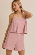 Load image into Gallery viewer, Red stripe ruffle romper
