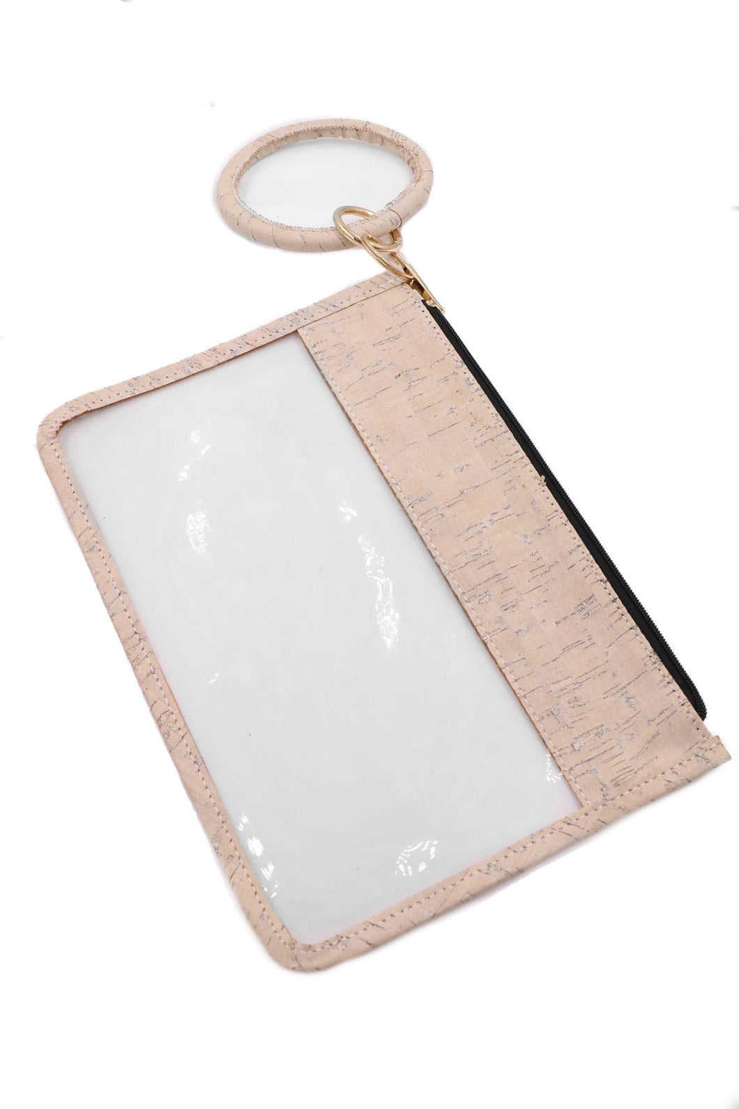 Faux Leather Clear Pouch Key Chain