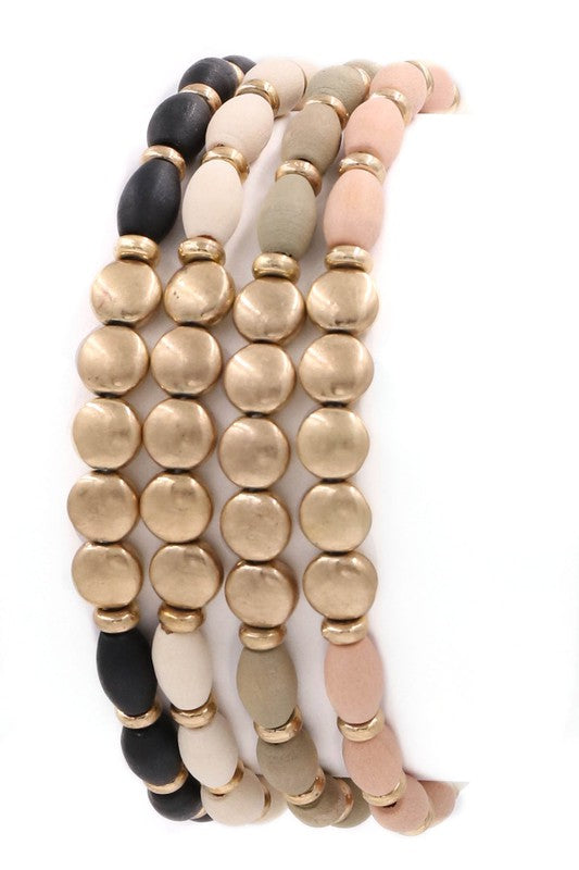 Assorted Wood Bead Bracelet Set
